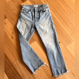 Zara Denim Jeans High Waisted Frayed Hem